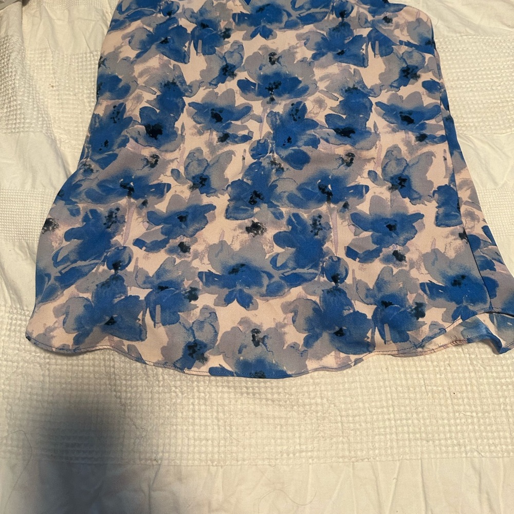 Jcrew Factory Blue and White Ruffled Camisole